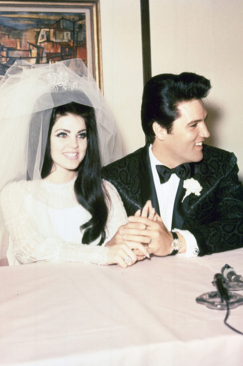 Priscilla Presley and Elvis Presley on their wedding day in May 1967