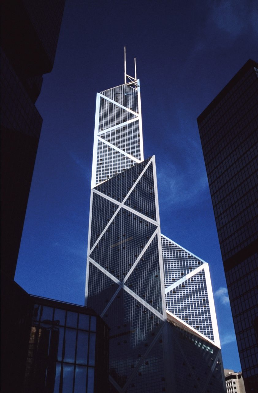 VICTORIA, HONG KONG - 1991/01/01: The Bank of China Tower in Central Hong Kong. (Photo by Gerhard Joren/LightRocket via Getty Images)