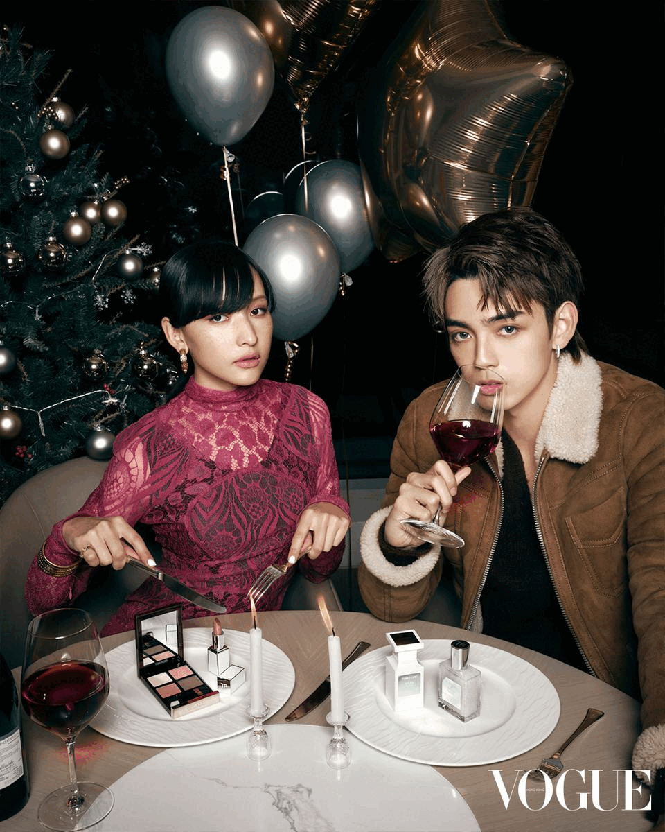 感受TOM FORD高級感型格Christmas！新生代演員Hanna Chan、P1X3L成員George誘惑演繹三個令人無法抗拒的「微燻」節日妝容
