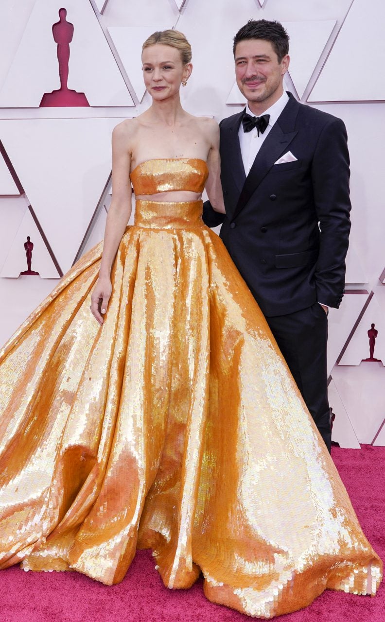<strong>April 25, 2021</strong> Carey Mulligan and Marcus Mumford attend the 93rd Annual Academy Awards at Union Station