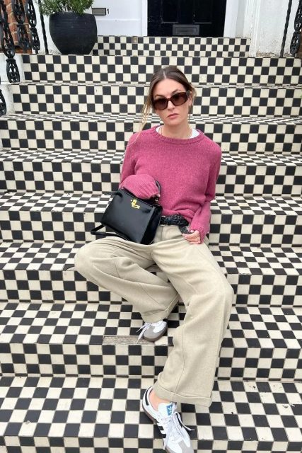 巴黎時尚女生都這樣穿！闊腿褲配運動鞋的組合才是新派「巴黎美學」