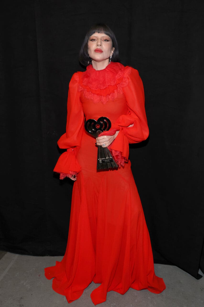 <strong>March 17, 2025</strong> wins the iHeartRadio Innovator award at the 2025 iHeartRadio Music Awards wearing Alexander McQueen Fall/Winter 2025