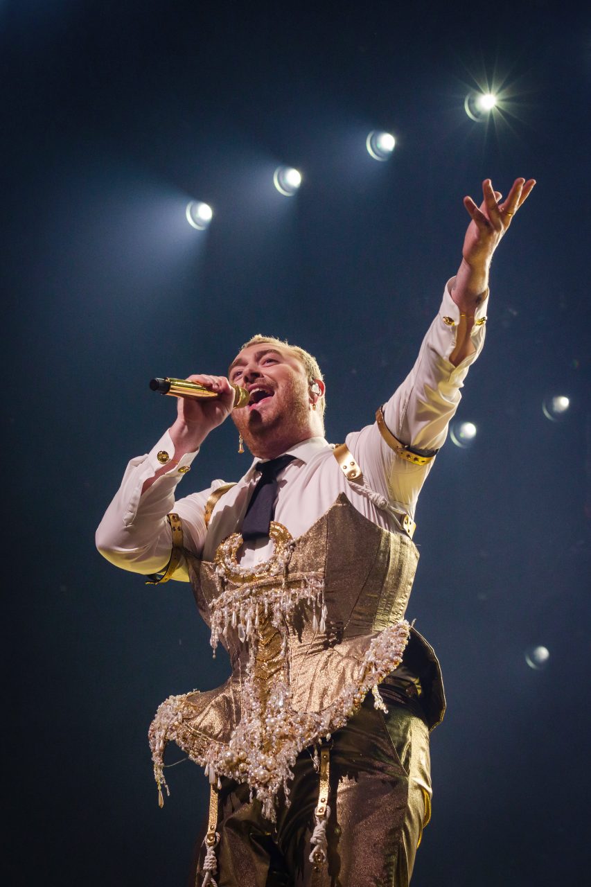 <strong>May 1, 2023</strong> wearing Ed Marler corset during his GLORIA tour concert at the Mercedes-Benz Arena in Berlin, Germany