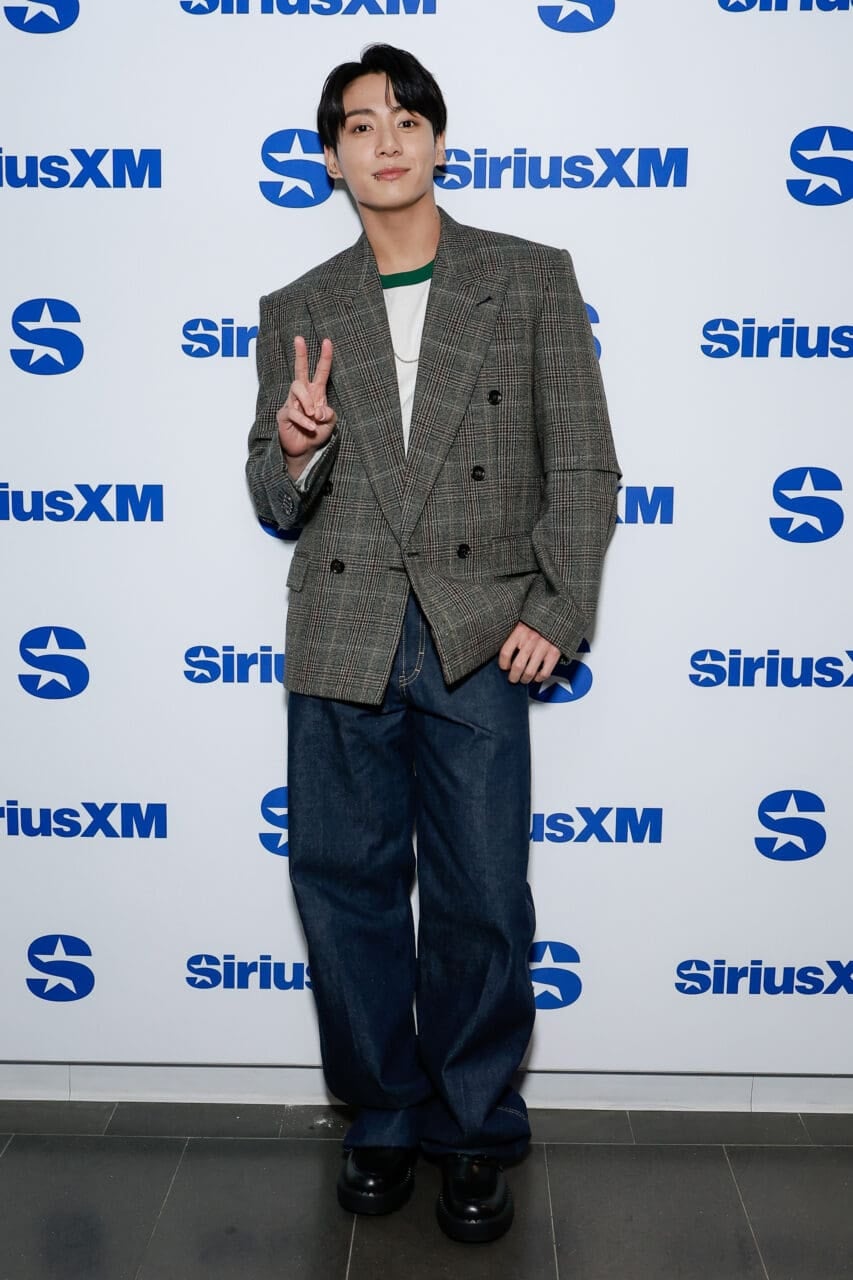 <strong>November 08, 2023</strong> wearing Gucci blazer and Prada loafers at SiriusXM Studios in New York City.