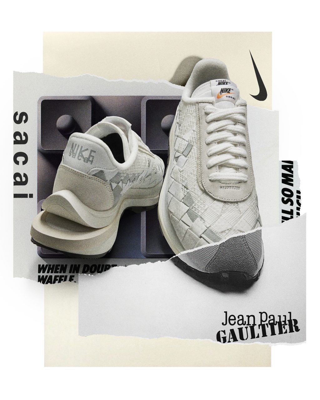 Nike x sacai x Jean Paul Gaultier Vaporwaffle 聯名鞋款再度來襲！