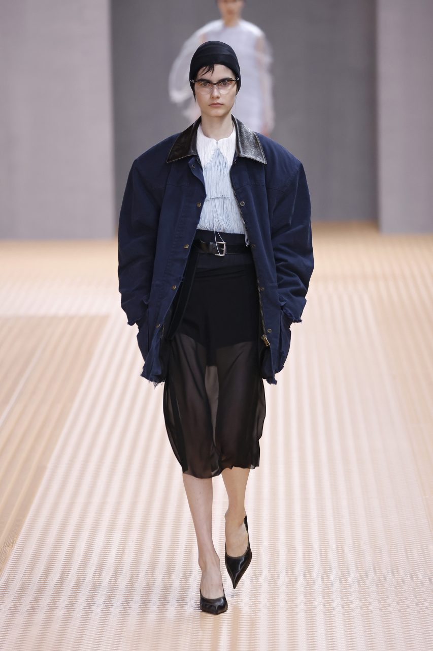 MILAN, ITALY - SEPTEMBER 21: Fashion designers Miuccia Prada & Raf Simons at the runway at the Prada fashion show during the Milan Fashion Week Womenswear Spring/Summer 2024 on September 21, 2023 in Milan, Italy. (Photo by Estrop/Getty Images)