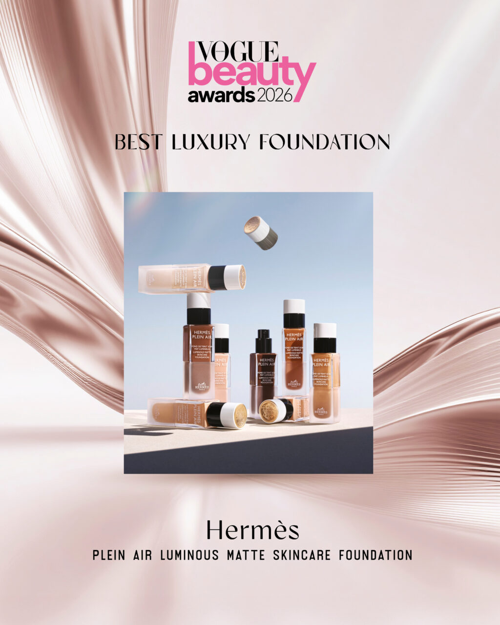 Best Luxury Foundation：Hermès推出Plein Air 系列光采霧感保養粉底 首款粉底液成美容界重點話題作