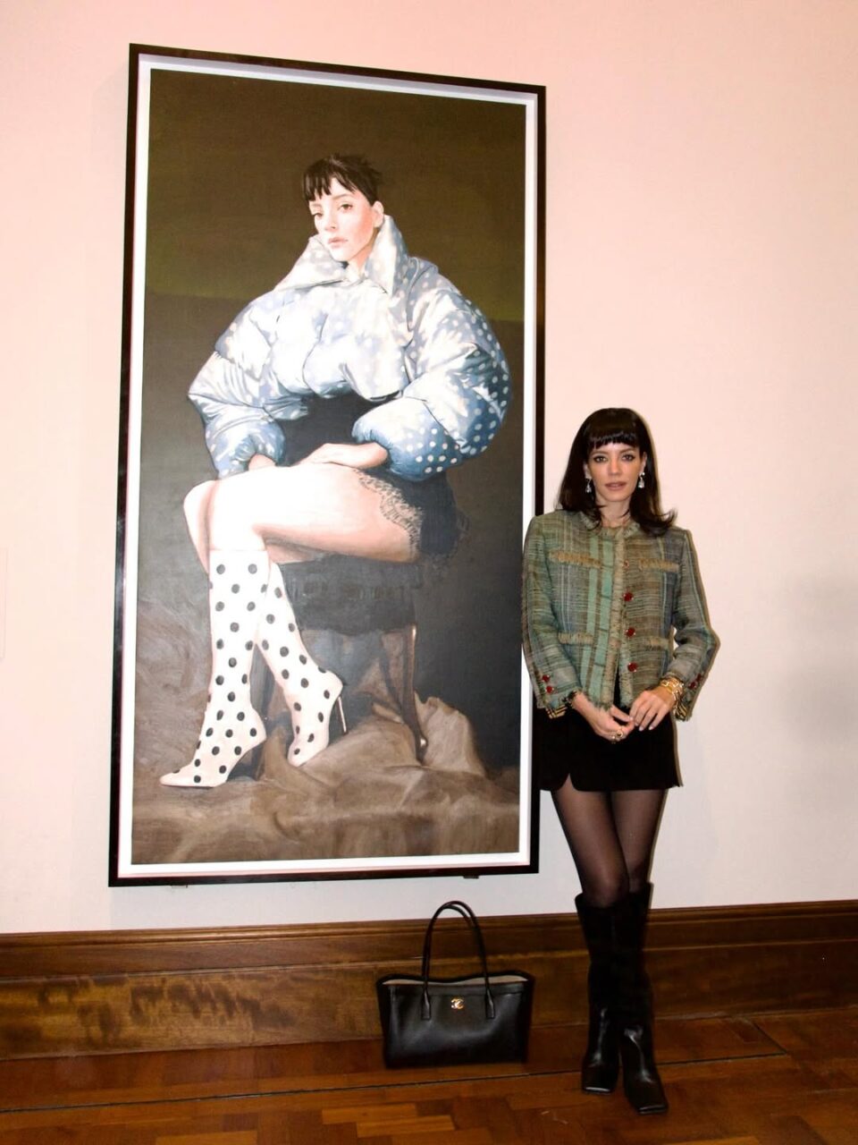<strong>March 19, 2026</strong> unveiling a portrait of herself as the West End Girl at the National Portrait Gallery in London wearing Chanel
